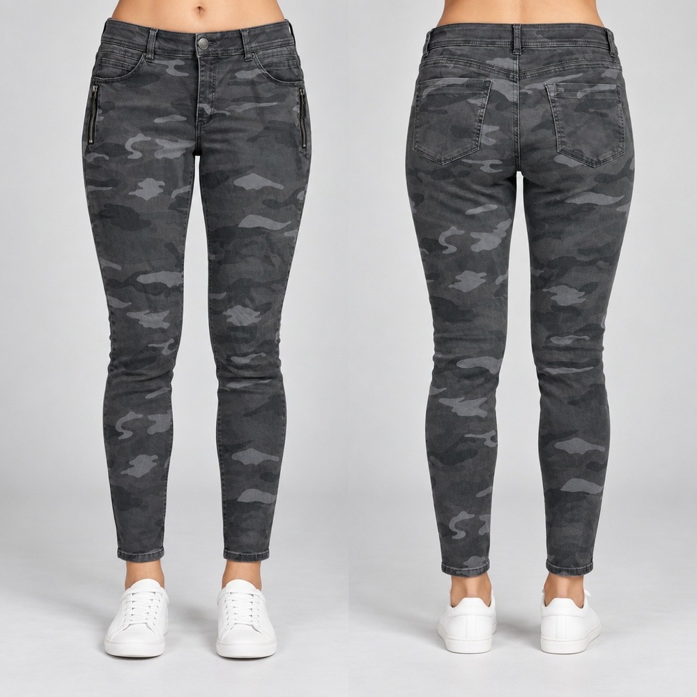 Democracy Ab solution Skinny Jeans Womens 14 Gray Camo Stretch Ankle Utility